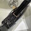 Old Cobbler Factory Mini Kelly Shiny Porosus Crocodile CK89 Black Gold Hardware 19cm Full Handmade
