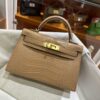 Old Cobbler Factory Mini Kelly Matte Alligator Crocodile 0M Tea Khaki Gold Hardware 19cm Full Handmade