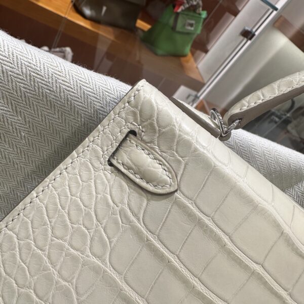 wsxc1784135867059_7 Old Cobbler Factory Mini Kelly Matte Alligator Crocodile i2 Cream White Silver Hardware 19cm Full Handmade