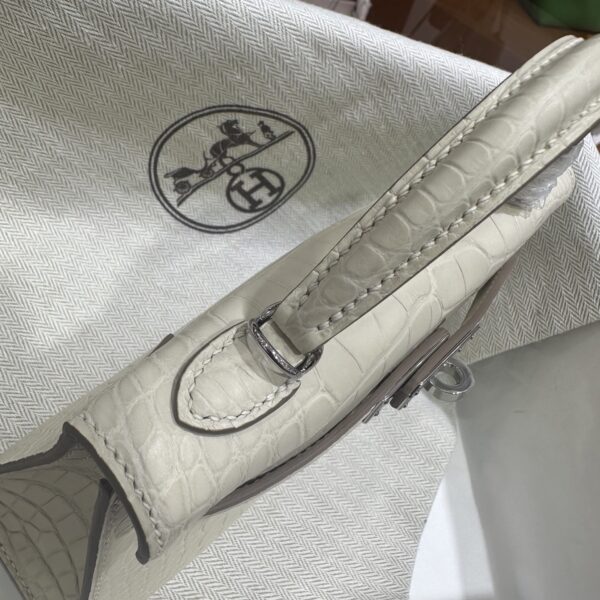 wsxc1784135867060_5 Old Cobbler Factory Mini Kelly Matte Alligator Crocodile i2 Cream White Silver Hardware 19cm Full Handmade