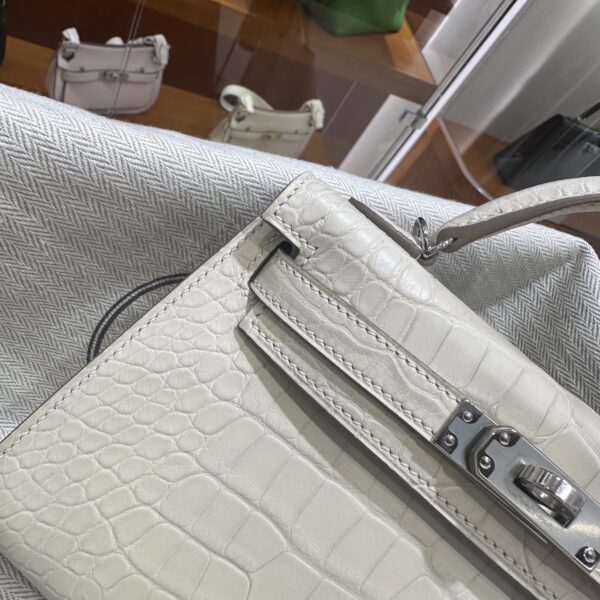 wsxc1784135867060_6 Old Cobbler Factory Mini Kelly Matte Alligator Crocodile i2 Cream White Silver Hardware 19cm Full Handmade
