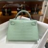 wsxc1784135890900_1 Old Cobbler Factory Mini Kelly Matte Alligator Crocodile 6U Mint Green Silver Hardware 19cm Full Handmade