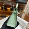 wsxc1784135890900_2 Old Cobbler Factory Mini Kelly Matte Alligator Crocodile 6U Mint Green Silver Hardware 19cm Full Handmade