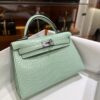 wsxc1784135890900_3 Old Cobbler Factory Mini Kelly Matte Alligator Crocodile 6U Mint Green Silver Hardware 19cm Full Handmade