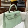 wsxc1784135890900_6 Old Cobbler Factory Mini Kelly Matte Alligator Crocodile 6U Mint Green Silver Hardware 19cm Full Handmade