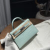 wsxc1784135900988_1 Old Cobbler Factory Mini Kelly Matte Alligator Crocodile 6U Mint Green Silver Hardware 19cm Full Handmade