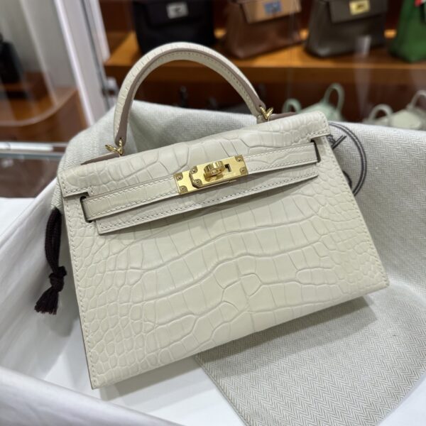 wsxc1784136045667_9 Old Cobbler Factory Mini Kelly Matte Alligator Crocodile i2 Cream White Gold Hardware 19cm Full Handmade