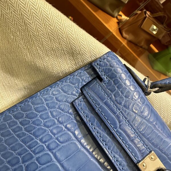 wsxc1784136074407_15 Old Cobbler Factory Mini Kelly Matte Alligator Crocodile i7 Ivory blue Silver Hardware 19cm Full Handmade