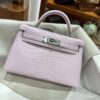 Old Cobbler Factory Mini Kelly Matte Alligator Crocodile 09 Light Purple Pink Silver Hardware 19cm Full Handmade