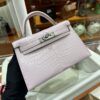 Old Cobbler Factory Mini Kelly Matte Alligator Crocodile 09 Light Purple Pink Silver Hardware 19cm Full Handmade