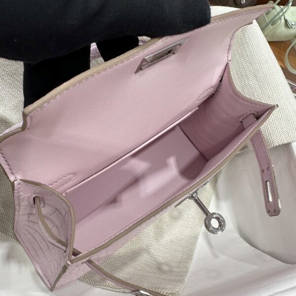 Old Cobbler Factory Mini Kelly Matte Alligator Crocodile 09 Light Purple Pink Silver Hardware 19cm Full Handmade