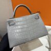 wsxc1784136234948_1 Old Cobbler Factory Mini Kelly Matte Alligator Crocodile 0V Gris Grey Gold Hardware 19cm Full Handmade
