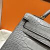 wsxc1784136235511_15 Old Cobbler Factory Mini Kelly Matte Alligator Crocodile 0V Gris Grey Gold Hardware 19cm Full Handmade