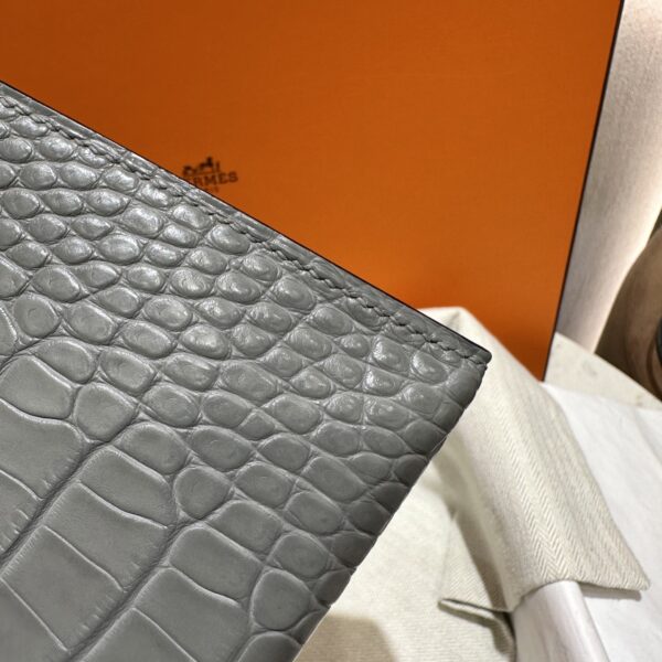 wsxc1784136236037_17 Old Cobbler Factory Mini Kelly Matte Alligator Crocodile 0V Gris Grey Gold Hardware 19cm Full Handmade