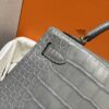 wsxc1784136236160_18 Old Cobbler Factory Mini Kelly Matte Alligator Crocodile 0V Gris Grey Gold Hardware 19cm Full Handmade