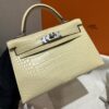 wsxc1784136270404_0-1 Old Cobbler Factory Mini Kelly Matte Alligator Crocodile Y1 Vanilla Yellow Silver Hardware 19cm Full Handmade