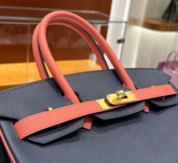 wsxc1784649183312_3 Old Cobbler Factory Birkin Epsom Leather Gem Blue & Red Gold Hardware 30cm Full Handmade