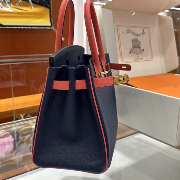 wsxc1784649183312_4 Old Cobbler Factory Birkin Epsom Leather Gem Blue & Red Gold Hardware 30cm Full Handmade