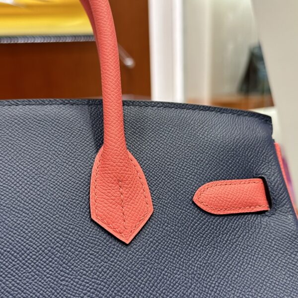 wsxc1784649183312_7 Old Cobbler Factory Birkin Epsom Leather Gem Blue & Red Gold Hardware 30cm Full Handmade