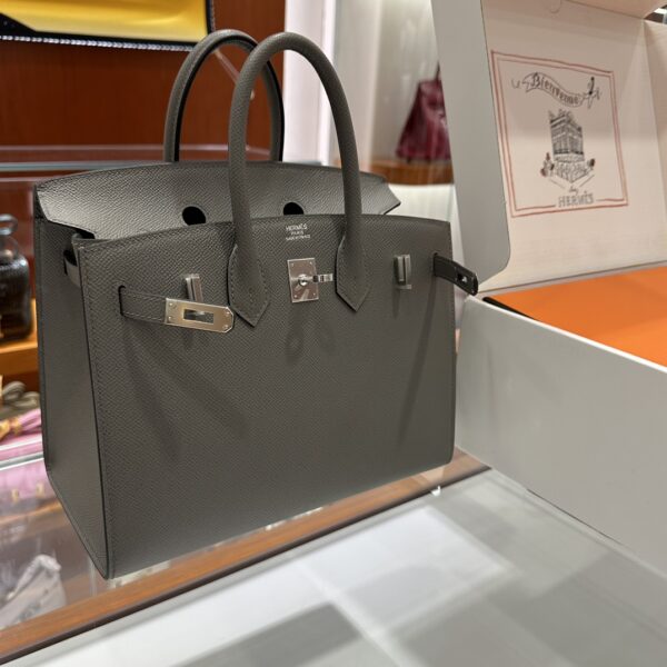 Old Cobbler Factory Birkin Epsom Leather Deep Grey Silver Hardware 25cm Full Handmade