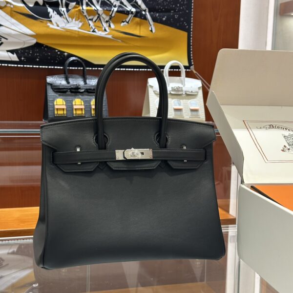 wsxc1784907016666_0-1-1 Old Cobbler Factory Birkin Box Calf Leather CK89 Black Side Seam Silver Hardware 25cm Full Handmade