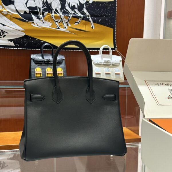 wsxc1784907016666_1 Old Cobbler Factory Birkin Swift Leather Black & Red Silver Hardware 30cm Full Handmade