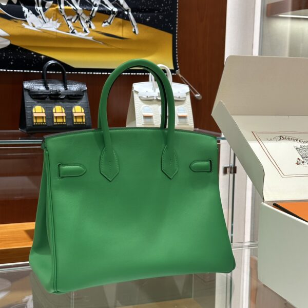 wsxc1784907051423_1 Old Cobbler Factory Birkin Swift Leather Bamboo Green Silver Hardware 30cm Full Handmade