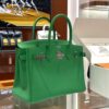 wsxc1784907051423_3 Old Cobbler Factory Birkin Swift Leather Bamboo Green Silver Hardware 30cm Full Handmade