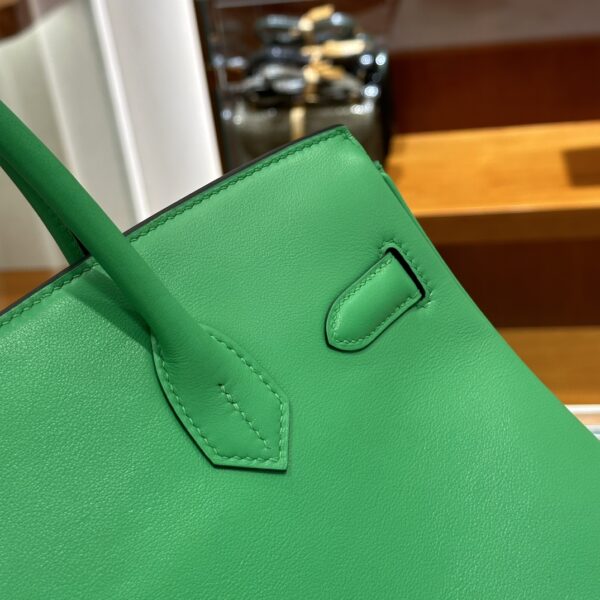 wsxc1784907051423_5 Old Cobbler Factory Birkin Swift Leather Bamboo Green Silver Hardware 30cm Full Handmade