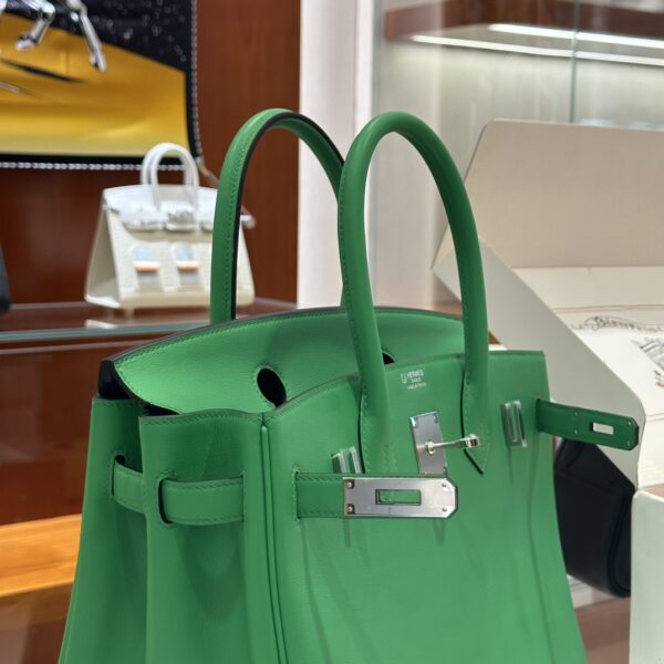 wsxc1784907051423_6 Old Cobbler Factory Birkin Swift Leather Bamboo Green Silver Hardware 30cm Full Handmade