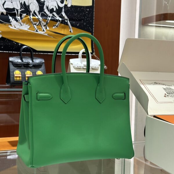 wsxc1784907051423_8 Old Cobbler Factory Birkin Swift Leather Bamboo Green Silver Hardware 30cm Full Handmade