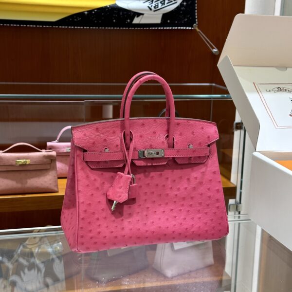 wsxc1785836024407_0-1 Old Cobbler Factory Birkin Ostrich Leather E5 Candy Pink Silver Hardware 25cm Full Handmade