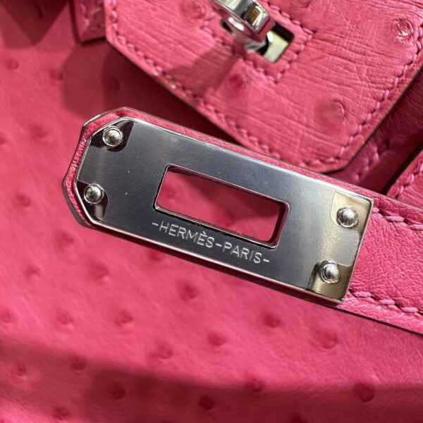 wsxc1785836024407_10 Old Cobbler Factory Birkin Ostrich Leather E5 Candy Pink Silver Hardware 25cm Full Handmade