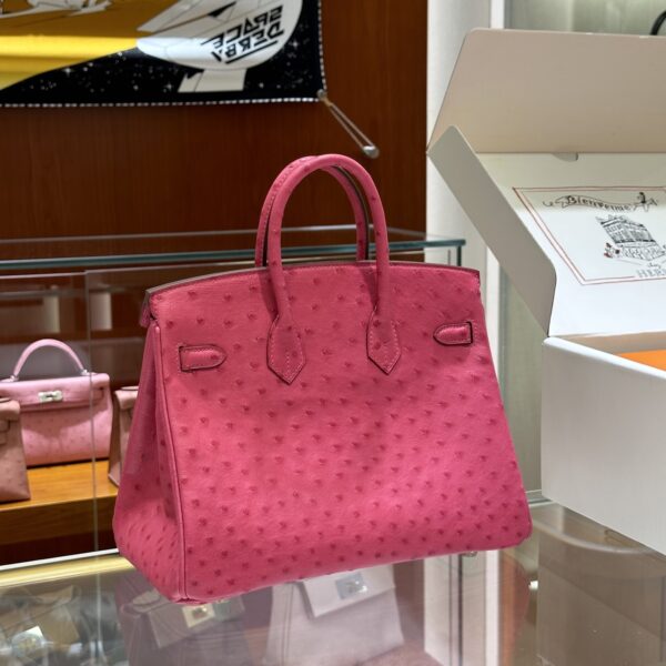 wsxc1785836024407_2 Old Cobbler Factory Birkin Ostrich Leather E5 Candy Pink Silver Hardware 25cm Full Handmade