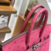 wsxc1785836024407_4 Old Cobbler Factory Birkin Ostrich Leather E5 Candy Pink Silver Hardware 25cm Full Handmade