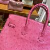 wsxc1785836024407_7 Old Cobbler Factory Birkin Ostrich Leather E5 Candy Pink Silver Hardware 25cm Full Handmade