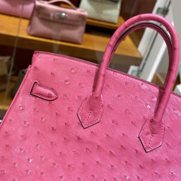 wsxc1785836024407_7 Old Cobbler Factory Birkin Ostrich Leather E5 Candy Pink Silver Hardware 25cm Full Handmade