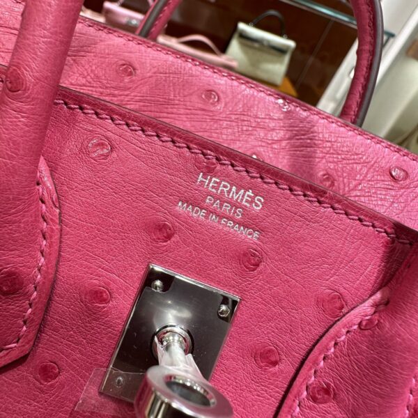 wsxc1785836024407_9 Old Cobbler Factory Birkin Ostrich Leather E5 Candy Pink Silver Hardware 25cm Full Handmade
