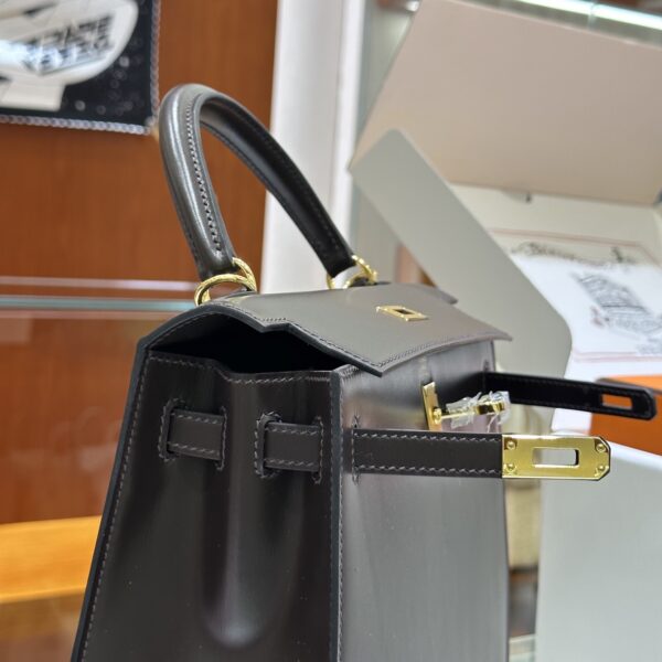Old Cobbler Factory Kelly Box Calf Leather CK46 Ebony Color Gold Hardware 25cm Full Handmade