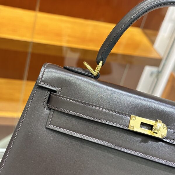 Old Cobbler Factory Kelly Box Calf Leather CK46 Ebony Color Gold Hardware 25cm Full Handmade