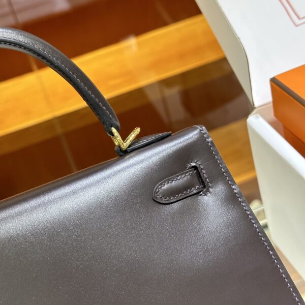 Old Cobbler Factory Kelly Box Calf Leather CK46 Ebony Color Gold Hardware 25cm Full Handmade