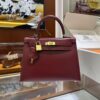 Old Cobbler Factory Kelly Box Calf Leather CK55 Bordeaux Red Gold Hardware 25cm Full Handmade