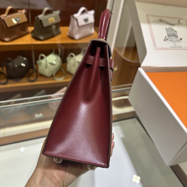 Old Cobbler Factory Kelly Box Calf Leather CK55 Bordeaux Red Gold Hardware 25cm Full Handmade