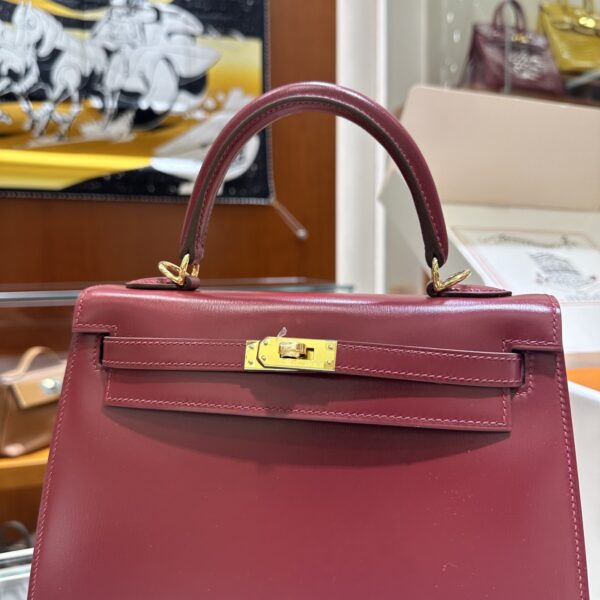 Old Cobbler Factory Kelly Box Calf Leather CK55 Bordeaux Red Gold Hardware 25cm Full Handmade