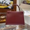 Old Cobbler Factory Kelly Box Calf Leather CK55 Bordeaux Red Gold Hardware 25cm Full Handmade