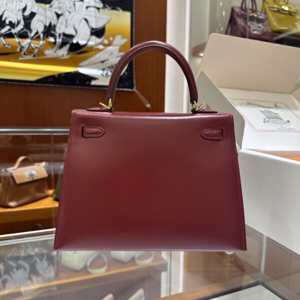 Old Cobbler Factory Kelly Box Calf Leather CK55 Bordeaux Red Gold Hardware 25cm Full Handmade