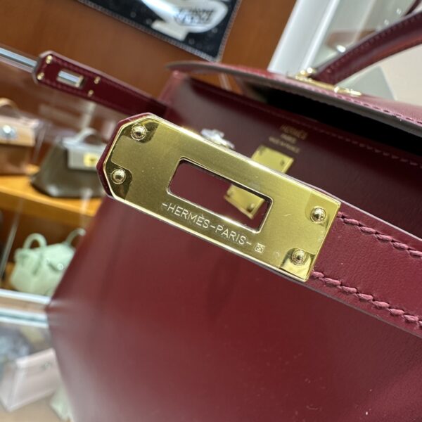 Old Cobbler Factory Kelly Box Calf Leather CK55 Bordeaux Red Gold Hardware 25cm Full Handmade