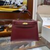 Old Cobbler Factory Kelly Box Calf Leather CK55 Bordeaux Red Gold Hardware 25cm Full Handmade