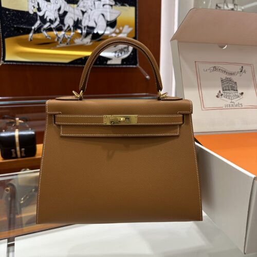 wsxc1787763470047_0 Old Cobbler Kelly Epsom Leather Golden Brown Gold Hardware 28cm Full Handmade