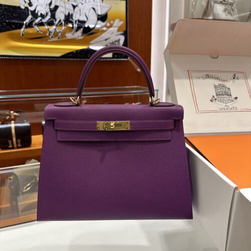 wsxc1787763489279_0 Old Cobbler Kelly Epsom Leather Anemone Purple Gold Hardware 28cm Full Handmade